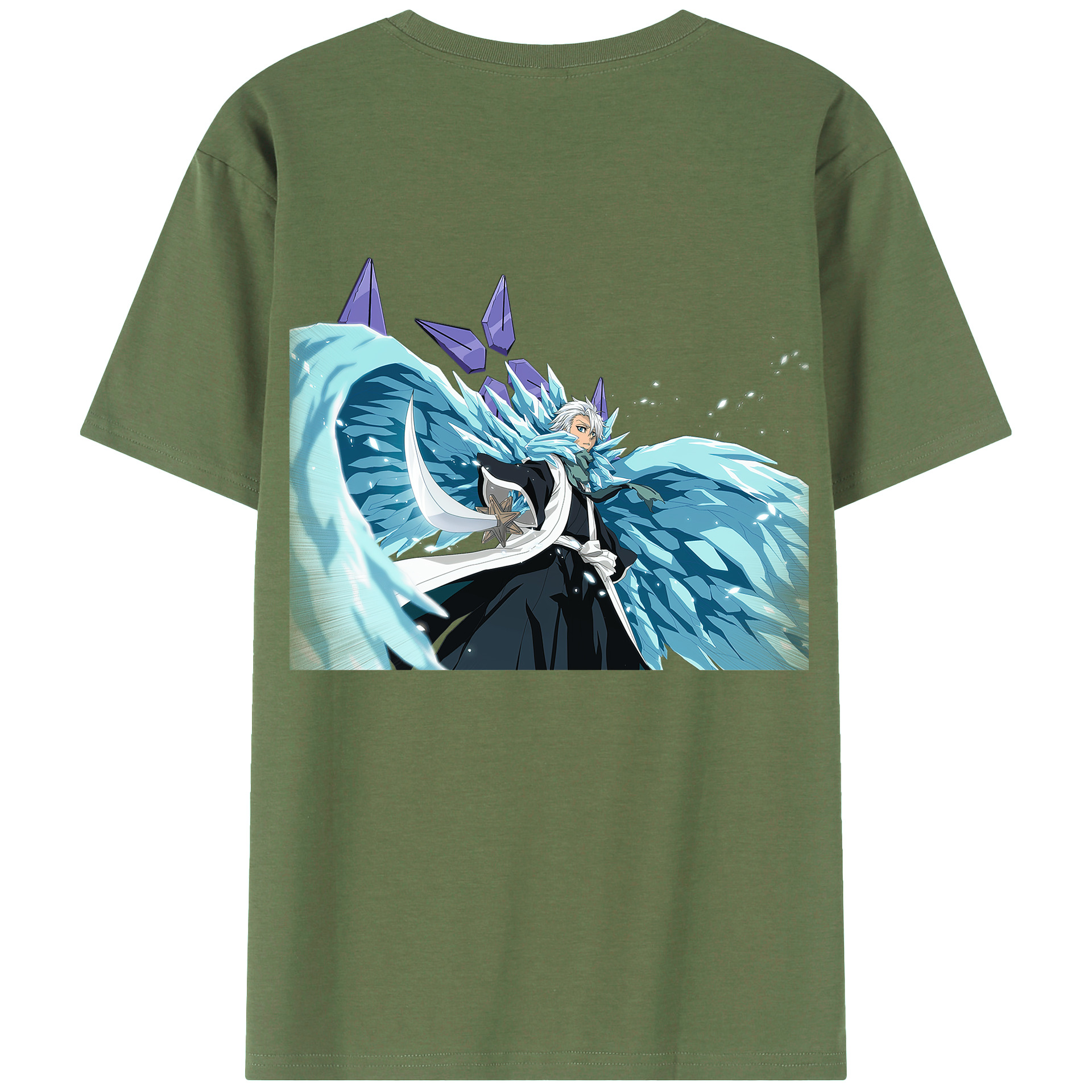 （画像用） ブリーチ 日番谷冬獅郎（ひつがや とうしろう） BLEACH Hitsugaya Toushirou 綿100％ メンズ半袖Tシャツ（バックプリント） 通気性